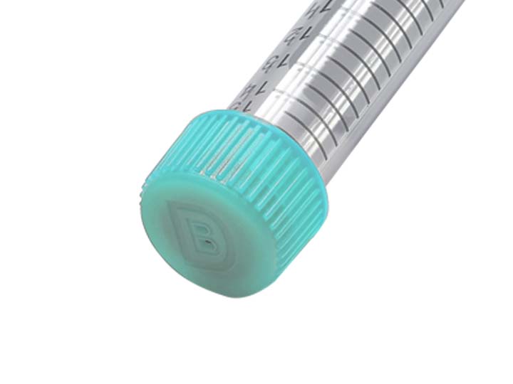 蓋子帶有透氣孔且?guī)Ф』z塞，用于連接注射器